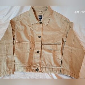 GAP Tan Denim Jacket, Buttons, Large Pockets, Collar, NWT, L